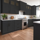 RTA Solid Wood Cabinet Shaker Charcoal Black Glass Door Wall Cabinets for Kitchen Bathroom and Laundry Storage (Glass Insert Sold Separately)